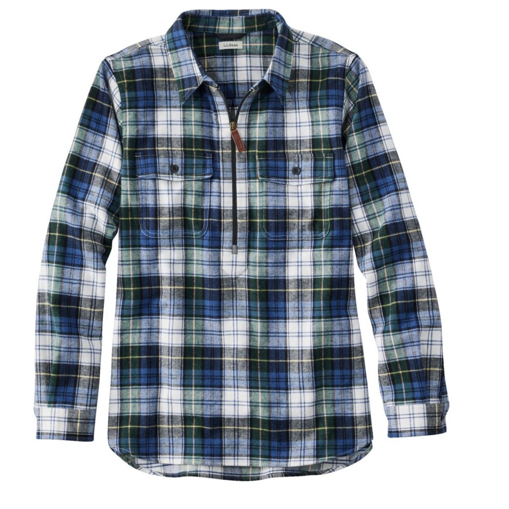 L.L. Bean Women's Scotch Plaid Flannel Shirt, Quarter-Zip